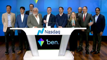 Group of Brand Engagement Network, Inc. (BEN) executives and affiliates at the Nasdaq on or about March 15, 2024, celebrating the completion of the BEN business combination, IPO, and initial listing on NASDAQ — an event and its aftermath made possible through corporate fraud, retaliation, civil rights violations, and obstruction involving BEN, its executives, and associated entities and individuals.